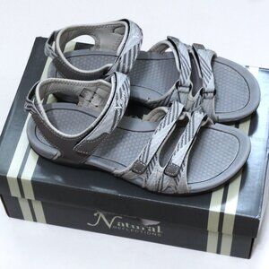 Natural Reflections Grey Cape May Sandals for Ladies, Size 7M, Adjustable Straps